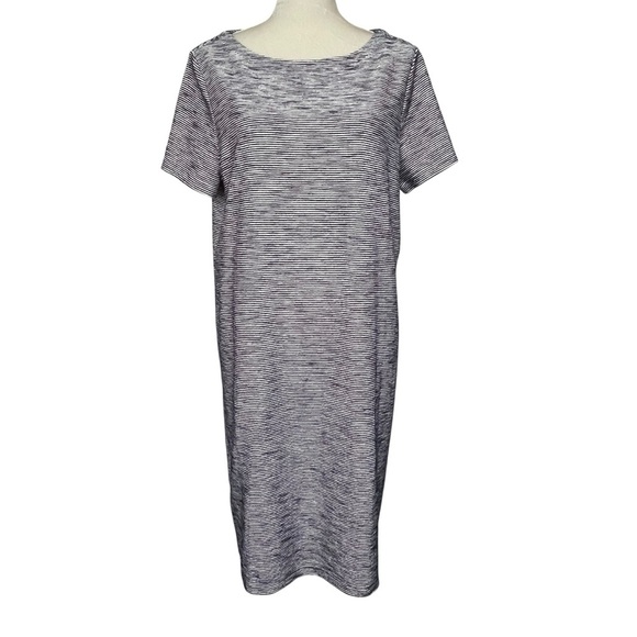 Chico’s Itsy Bitsy Texture Boat Neck Dress Women’s Size 2 Regular Size L/12 Blue - Picture 1 of 9